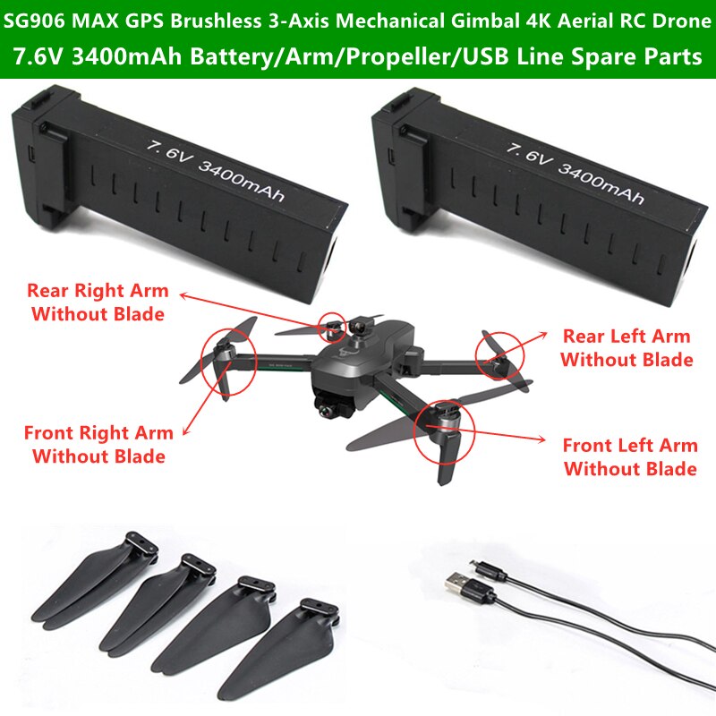 Peça de reposição para drone sg906, sem escova, gps, 4k, bateria de...