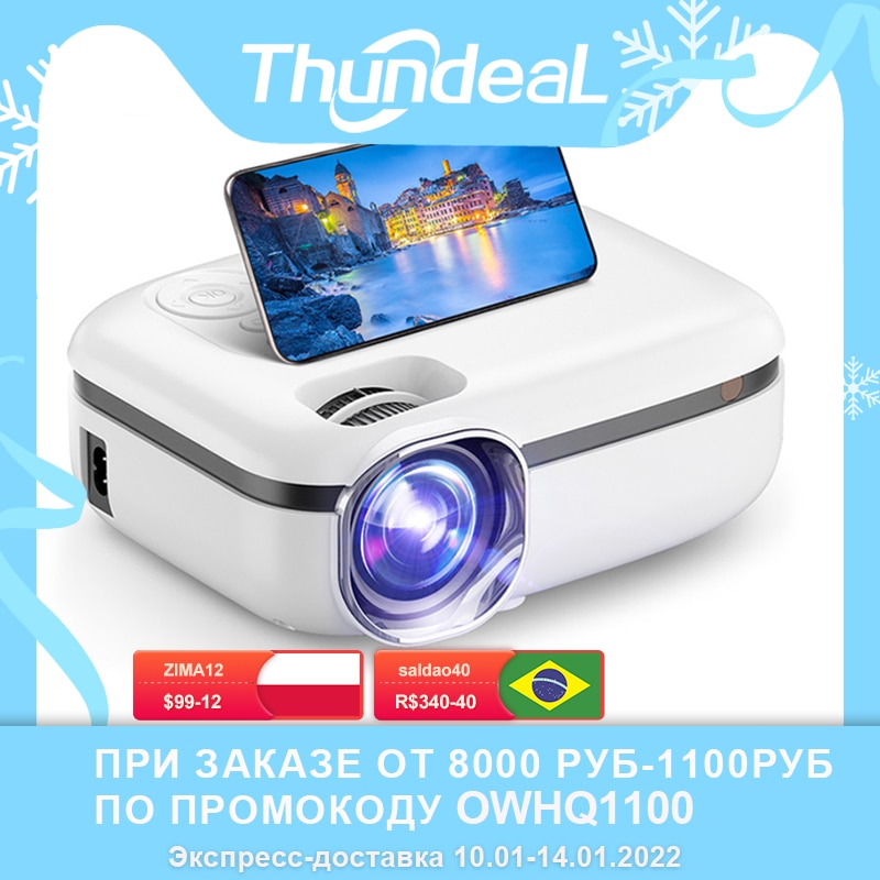 Thundeal nova tecnologia 5g wifi mini projetor td92 nativo 720p projetor de...