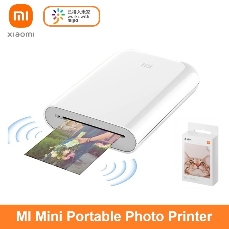 Xiaomi mijia ar impressora global versão 300dpi portátil foto mini bolso com...