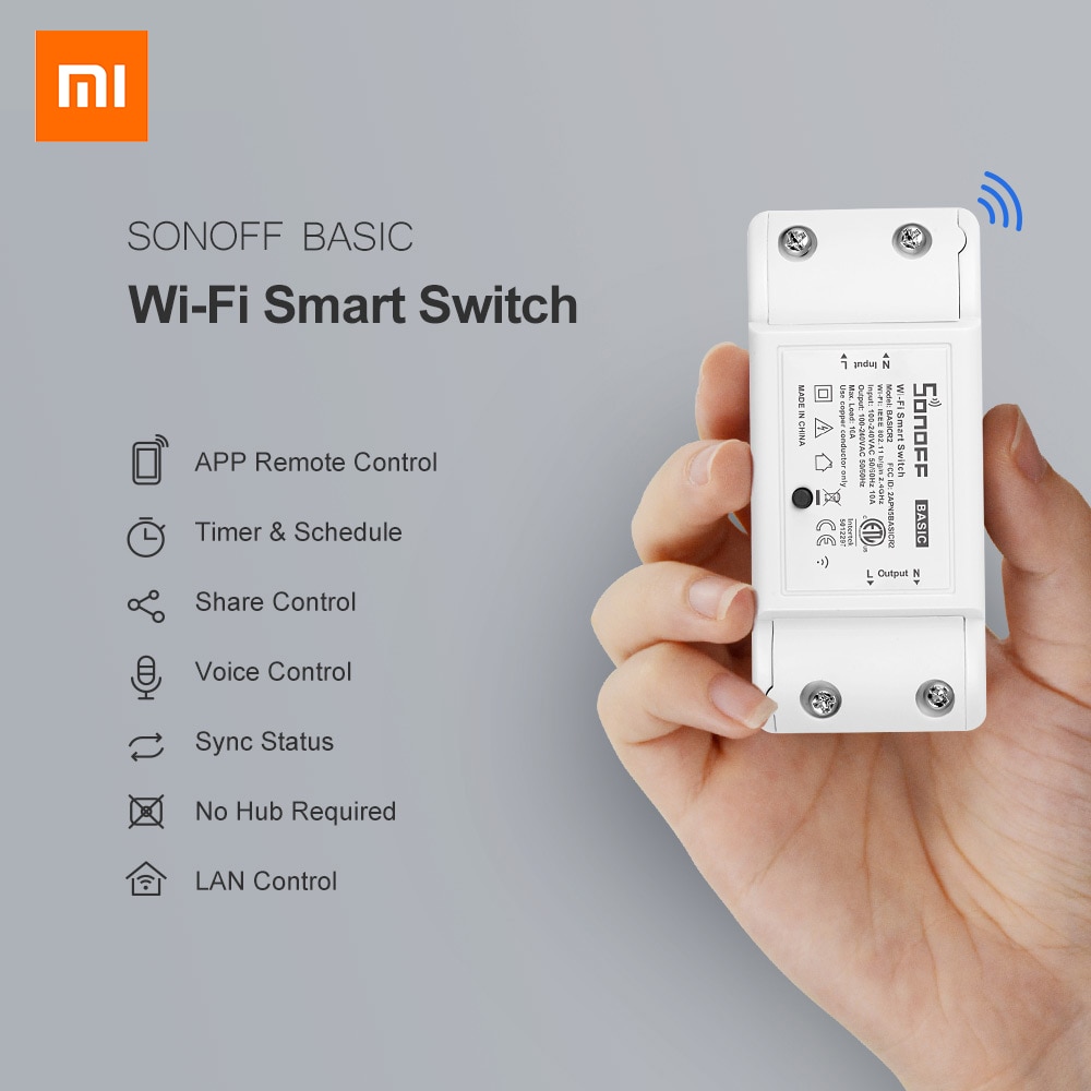 Xiaomi sonoff-mini interruptor de luz básico r2, comutador wifi sem fio com...
