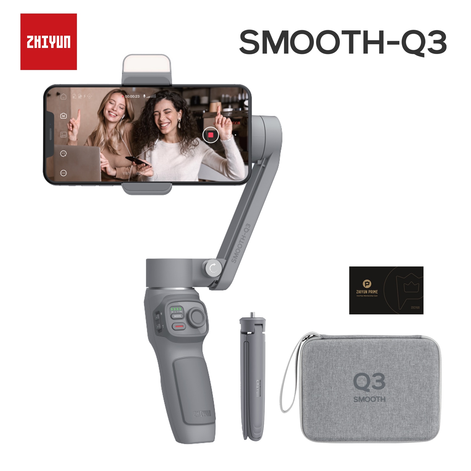 Zhiyun-suave estabilizador de bastão de selfie q3, tripé, portátil, para iphone, xiaomi,...