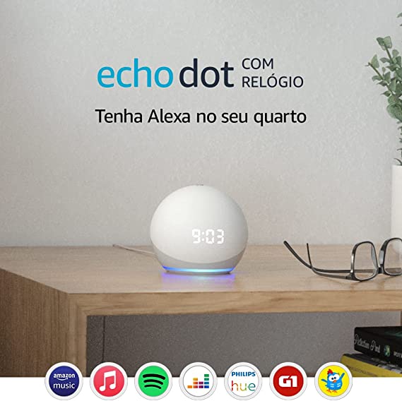 Echo Dot (4ª geração) com relógio