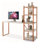 Mesa Escrivaninha Home Ofice Industrial Para Quarto De Estudos E Escritório Com Prateleiras Para Livros MS Móveis