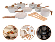 Jogo de Panelas Mimo Style Cook Fundo de Tripla Indução 10 Peças Marmor Vanila