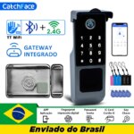 (Armazem Brasil)  Fechadura CatchFace Inteligente Sobrepor Wifi Externa