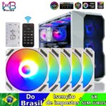 Kit com 6 fan wovibo argb + controladora e controle.