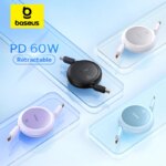 Baseus Cabo USB-C Retrátil para iPhone 15 Plus Pro Max