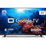 Smart TV Philips 32″ HD 32PHG6918/78, Google TV, Comando de Voz, HDR, 3 HDMI, Wifi 5G, Bluetooth