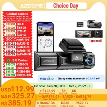 AZDOME M550 Pro Câmera DVR para Carro 4K 5.8Ghz WiFi 2/3 Câmeras Dianteira/Cabine/Traseira Cam GPS Visão Noturna Monitor de Estacionamento-Aliexpress