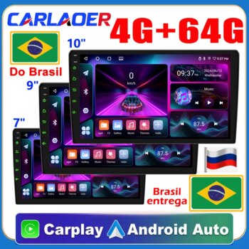 Central Multimídia Automotiva 7/9/10" 2 DIN Android 12 Carplay GPS-Aliexpress