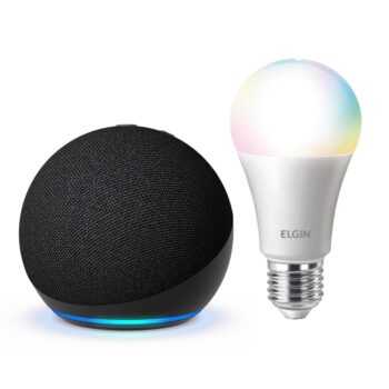 Echo Dot 5ª geração + Lâmpada Elgin 10W-Amazon