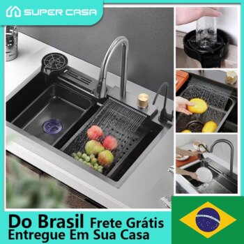 Pia de cachoeira de cozinha em aço inoxidável-Aliexpress