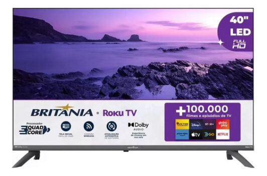 Smart Tv 40'' Britânia Btv40e3ersgb Full Hd Led Hdmi Roku Tv-Mercado Livre