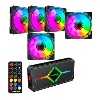 5 Fan Argb Aurora + Controladora Gamemax-Aliexpress