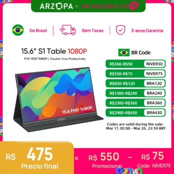 Monitor Portátil Arzopa S1 15.6" FHD-Aliexpress