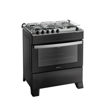 Fogão 5 Bocas Preto com Mesa Inox Atlas Atenas Bivolt-Amazon