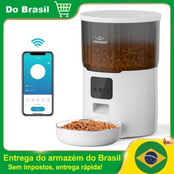 1005007009726566-NewPet Alimentador Automático 4L para Cães e Gatos Versão Wifi