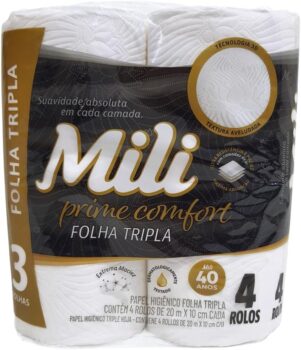 B0CLBCGYBP-Papel Higiênico Mili Prime Comfort Tripla Camada 96 Rolos (24x4)