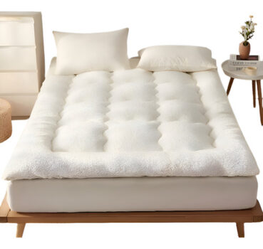 MLB44634494-Protetor Colchão Pillow Top Queen Pele De Carneiro Sherpa