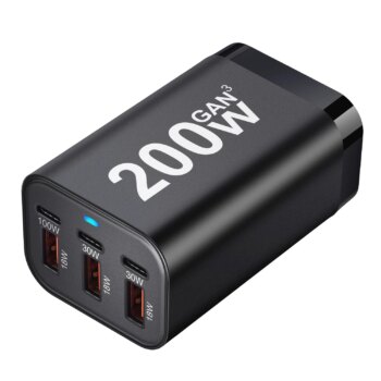 1005007270825880-Carregador GaN 200W 6 Portas USB-C Rápido