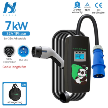1005007581414709-Khons EV Charger Tipo 2 | 7kW 32A | 5m | Corrente Ajustável