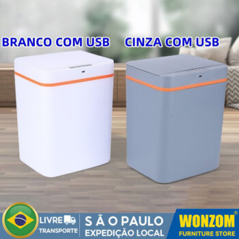 22093673806-Lixeira Inteligente Automática Compacta 15L Banheiro Cozinha Com Usb