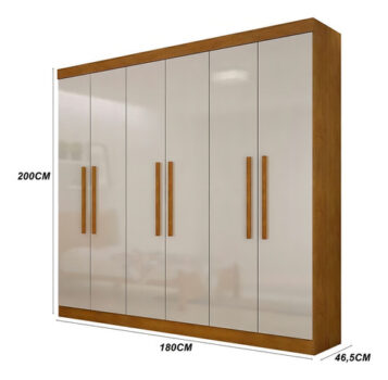 MLB15018085-Guarda-roupa Casal Malibu 6 Pt Imbuia E Off White