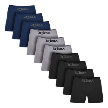 MLB4437128900-Zorba Kit 10 Cuecas Boxer Algodão Sem Costura