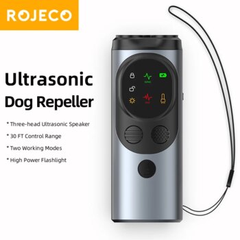 1005008398624391-Rojeeco Repelente Ultrassônico USB p/ Cães | Antilatido + Lanterna