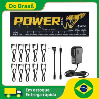 1005008994363878-Fonte de Alimentação VEDO VD-SK3 para Pedais de Guitarra com 10 Saídas