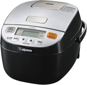 B0711FMN8M-Zojirushi NL-BAC05SB Micom Panela de Arroz e Aquecedor Prateado e Preto