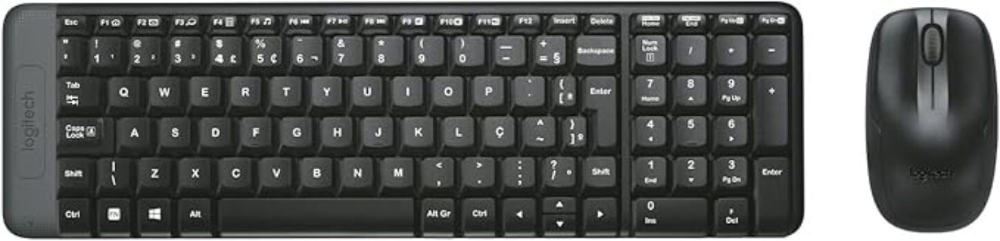 B074WGVBD2-Combo Teclado e Mouse sem fio Logitech MK220