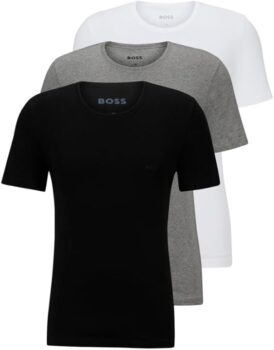B0BFG6BR9V-BOSS Pacote com 3 Camisetas Masculinas de Algodão com Gola Redonda