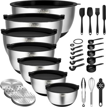 B0C23W46RF-Kit 27 peças Wildone Tigelas Inox com Tampas