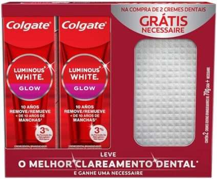 B0DHJBJX89-Colgate Creme Dental para Clareamento Luminous White Glow 70g 2 unid + Necessaire