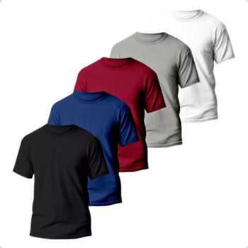 MLB3014048757-Kit 5 Camisetas Básicas Masculina Dry Fit Lisa Tradicional