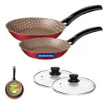 MLB34194020-Frigideira Tramontina Turim com tampa 16 e 20 cm vermelho