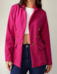 MLB5055484998-Blazer Feminino Alfaiataria Max Acinturado Com Botões Social