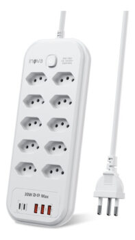 MLB5445970922-Filtro de Linha 10 Tomadas 3 USB Bivolt PD