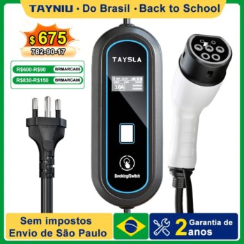 1005005334670796-Taysla Carregador Veicular Elétrico Portátil 3.5kW/7kW Tipo 2 BR Plug