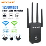 1005005995617272-Newfast Repetidor Wi-Fi 1200Mbps OLED Longo Alcance 5GHz