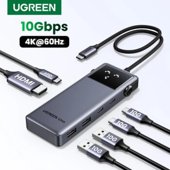 1005007398525395-UGREEN Uno USB C HUB 6-em-1 4K60Hz PD100W 10Gbps USB3.2