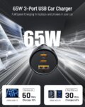 1005008833812507-Volme Carregador de Carro USB-C 65W QC 4.0 PD 3.0