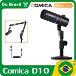 1005009187604721-Microfone Cardióide Com Fio RGB XLR/USB Dinâmico