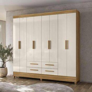 chaj60a44h-Moval Florida Guarda Roupa Casal 8 Portas 4 Gavetas