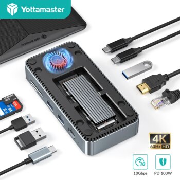 1005006435364759-Yottamaster Docking Station HUB M.2 NVMe USB-C 10Gbps HDMI 4K PD 100W