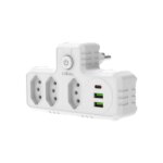 1005007308367388-Coibeu Adaptador de Tomada 3 Saídas AC + USB-C e 2 USB-A