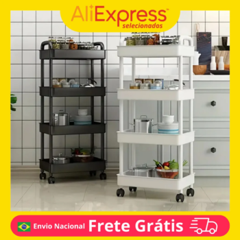 1005008751112207-Carrinho Organizador Multiuso com Rodinhas 4 Andares