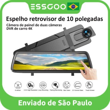 1005009834133512-ESSGOO Espelho Retrovisor DVR 10" Duas Câmeras 4K