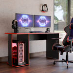 21799577543-Mesa Escrivaninha Gamer com Espaço para Gabinete e Monitores